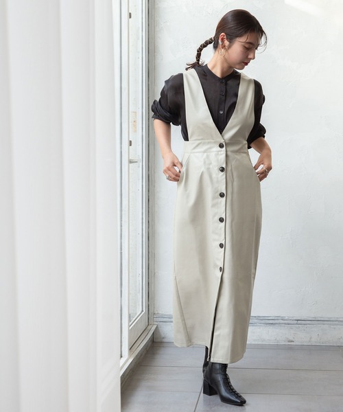 rectangle（レクタングル）の「フェイクレザージャンパースカート（ジャンパースカート・レディース・アイボリー/ブラック/ブルー・FREE）」の18枚目の写真