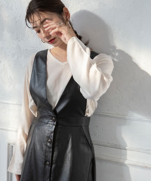 rectangle（レクタングル）の「フェイクレザージャンパースカート（ジャンパースカート・レディース・アイボリー/ブラック/ブルー・FREE）」の16枚目の写真