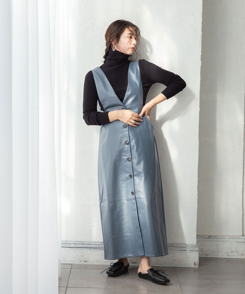 rectangle（レクタングル）の「フェイクレザージャンパースカート（ジャンパースカート・レディース・アイボリー/ブラック/ブルー・FREE）」の14枚目の写真