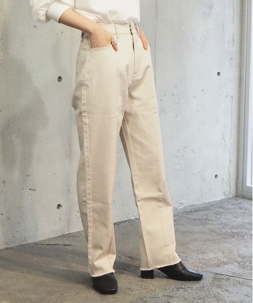 tiptop(ティップトップ)の「【web限定アイテム】2021SS バックスリット硫化染パンツ(デニムパンツ・レディース・ブラック/パープル/サックスブルー/アイボリー/モカ・FREE)」の8枚目の写真