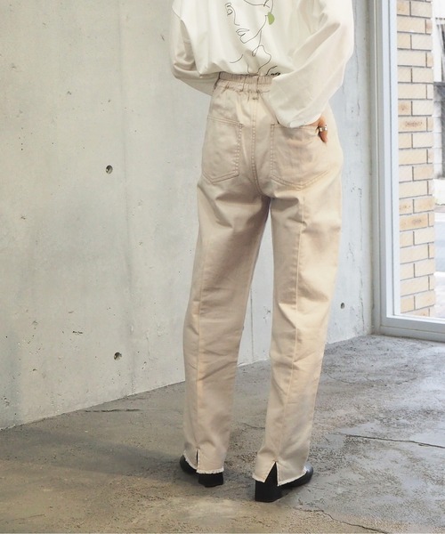 tiptop(ティップトップ)の「【web限定アイテム】2021SS バックスリット硫化染パンツ(デニムパンツ・レディース・ブラック/パープル/サックスブルー/アイボリー/モカ・FREE)」の9枚目の写真
