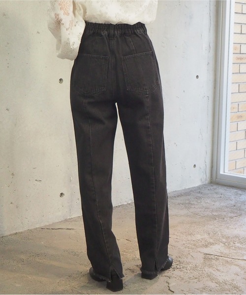 tiptop(ティップトップ)の「【web限定アイテム】2021SS バックスリット硫化染パンツ(デニムパンツ・レディース・ブラック/パープル/サックスブルー/アイボリー/モカ・FREE)」の13枚目の写真