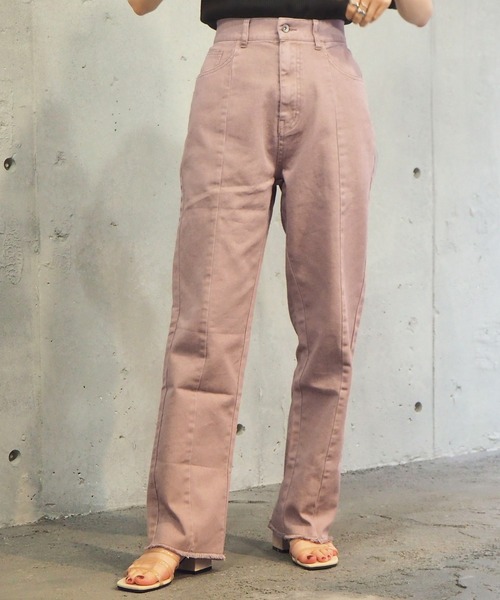 tiptop(ティップトップ)の「【web限定アイテム】2021SS バックスリット硫化染パンツ(デニムパンツ・レディース・ブラック/パープル/サックスブルー/アイボリー/モカ・FREE)」の18枚目の写真