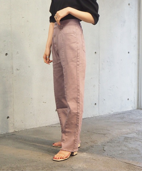 tiptop(ティップトップ)の「【web限定アイテム】2021SS バックスリット硫化染パンツ(デニムパンツ・レディース・ブラック/パープル/サックスブルー/アイボリー/モカ・FREE)」の19枚目の写真