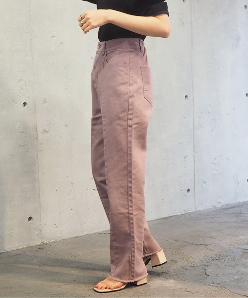 tiptop(ティップトップ)の「【web限定アイテム】2021SS バックスリット硫化染パンツ(デニムパンツ・レディース・ブラック/パープル/サックスブルー/アイボリー/モカ・FREE)」の20枚目の写真
