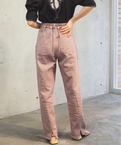 tiptop(ティップトップ)の「【web限定アイテム】2021SS バックスリット硫化染パンツ(デニムパンツ・レディース・ブラック/パープル/サックスブルー/アイボリー/モカ・FREE)」の21枚目の写真