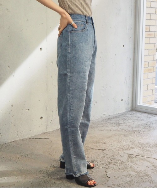 tiptop(ティップトップ)の「【web限定アイテム】2021SS バックスリット硫化染パンツ(デニムパンツ・レディース・ブラック/パープル/サックスブルー/アイボリー/モカ・FREE)」の15枚目の写真