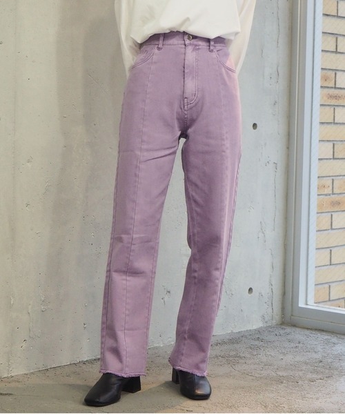 tiptop(ティップトップ)の「【web限定アイテム】2021SS バックスリット硫化染パンツ(デニムパンツ・レディース・ブラック/パープル/サックスブルー/アイボリー/モカ・FREE)」の22枚目の写真