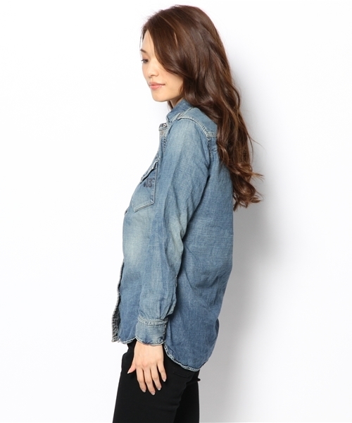 HYSTERIC GLAMOUR（ヒステリックグラマー）の「USED加工デニム 13 SPADE pt 長袖ウエスタンSH（シャツ/ブラウス・レディース・インディゴブルー・FREE）」の7枚目の写真