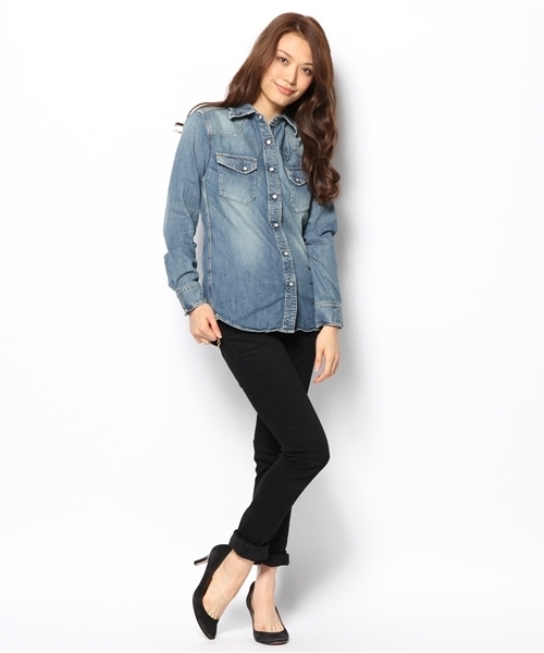 HYSTERIC GLAMOUR（ヒステリックグラマー）の「USED加工デニム 13 SPADE pt 長袖ウエスタンSH（シャツ/ブラウス・レディース・インディゴブルー・FREE）」の9枚目の写真