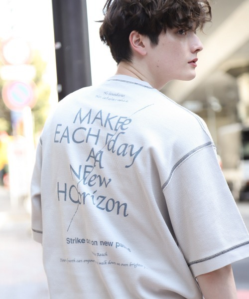 RAGEBLUE（レイジブルー）の「ワッフルプリントビッグTシャツ/936755（Tシャツ/カットソー・メンズ・ブラック/パープル/グレー/イエロー・MEDIUM/LARGE）」の3枚目の写真