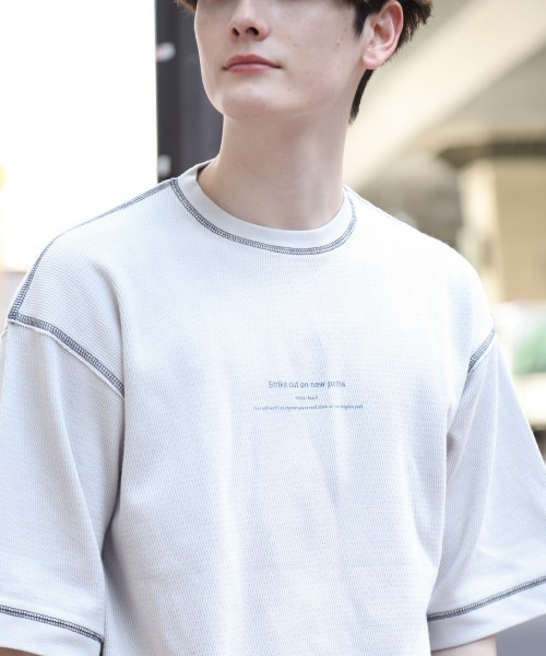 RAGEBLUE（レイジブルー）の「ワッフルプリントビッグTシャツ/936755（Tシャツ/カットソー・メンズ・ブラック/パープル/グレー/イエロー・MEDIUM/LARGE）」の9枚目の写真