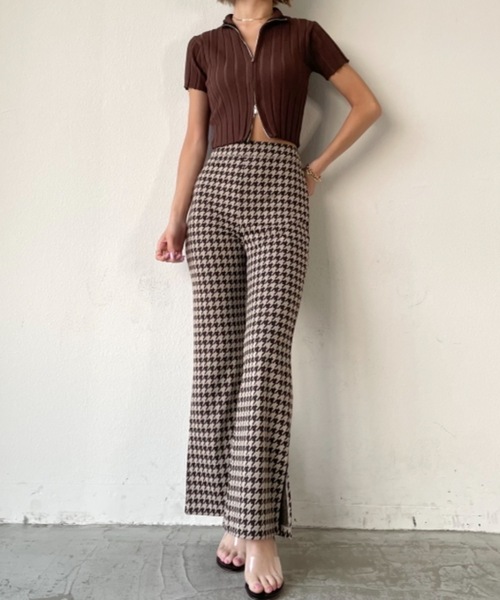SHAGGIE(シャギー)の「千鳥チェックフレアパンツ(その他パンツ・レディース・ブラウン・FREE)」の4枚目の写真