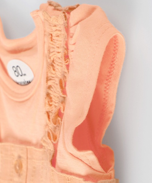 BRANSHES（ブランシェス）の「ドッキングワンピース＆ヘアバンドセット（その他ベビーウェア・キッズ・サックスブルー/サーモンピンク・80ｃｍ/70cm）」の4枚目の写真