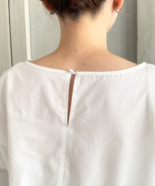 moment+（モーメントプラス）の「T/Cブロード アシメギャザーフリルブラウス（七分袖.ギャザープリーツ）（シャツ/ブラウス・レディース・ベージュ/オフホワイト/ブラック・M/L）」の11枚目の写真