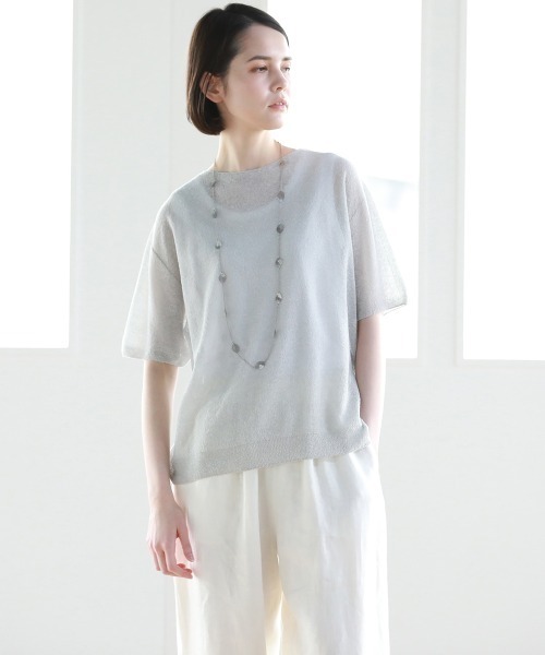 Pao de lo(パオデロ)の「GIMA BOUCLE プルオーバ―(ニット/セーター・レディース・グリーン/ブラック/グレー・9号/7号)」の2枚目の写真