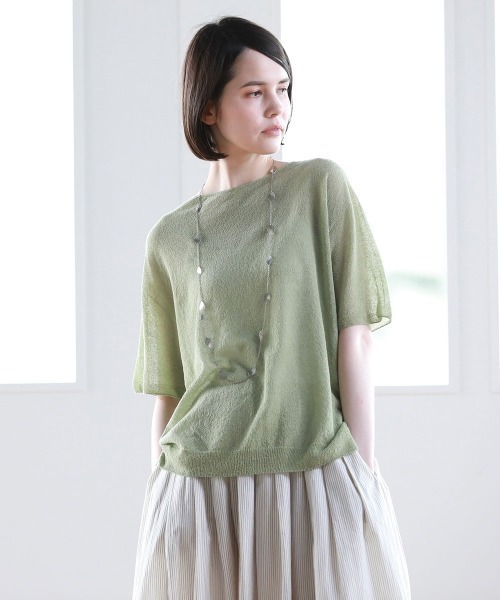 Pao de lo(パオデロ)の「GIMA BOUCLE プルオーバ―(ニット/セーター・レディース・グリーン/ブラック/グレー・9号/7号)」の3枚目の写真