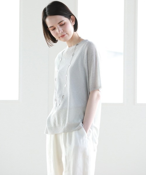 Pao de lo(パオデロ)の「GIMA BOUCLE プルオーバ―(ニット/セーター・レディース・グリーン/ブラック/グレー・9号/7号)」の9枚目の写真