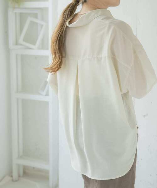 ITEMS URBANRESEARCH（アイテムズ アーバンリサーチ）の「シアーハンソデシャツ（シャツ/ブラウス・レディース・オレンジ/オフホワイト/グレー・FREE）」の8枚目の写真