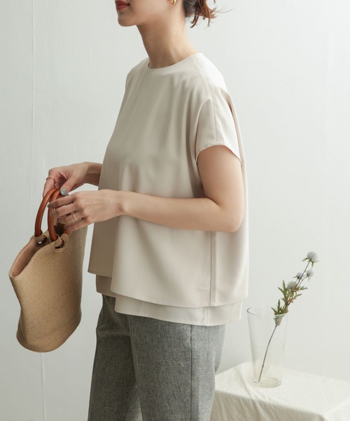 URBAN RESEARCH DOORS（アーバンリサーチドアーズ）の「レイヤードフレンチスリーブブラウス（シャツ/ブラウス・レディース・ネイビー/ブルー系その他/グレー系その他・ONE）」の10枚目の写真