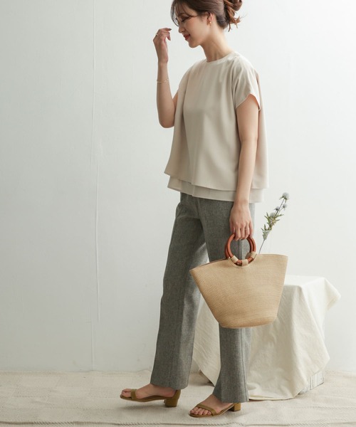 URBAN RESEARCH DOORS（アーバンリサーチドアーズ）の「レイヤードフレンチスリーブブラウス（シャツ/ブラウス・レディース・ネイビー/ブルー系その他/グレー系その他・ONE）」の13枚目の写真