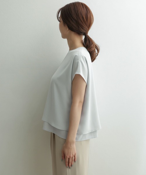 URBAN RESEARCH DOORS - ドアーズ♪ ネイビー レイヤードフレンチスリーブブラウス 新品タグ付◉ レイヤードフレンチスリーブブラウス NAVY（URBAN