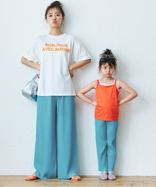 coca(coca)(コカ)の「キッズ カットオフ細リブワイドパンツ(その他パンツ・キッズ・グレー系その他/グリーン/ライトブルー/イエロー/ブラック/マスタード/ピンク系その他/ブラウン/カーキ/グレイッシュベージュ/ブルー/アイボリー/チャコールグレー・100/110/120/130)」の10枚目の写真