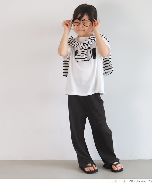 coca(coca)(コカ)の「キッズ カットオフ細リブワイドパンツ(その他パンツ・キッズ・グレー系その他/グリーン/ライトブルー/イエロー/ブラック/マスタード/ピンク系その他/ブラウン/カーキ/グレイッシュベージュ/ブルー/アイボリー/チャコールグレー・100/110/120/130)」の20枚目の写真