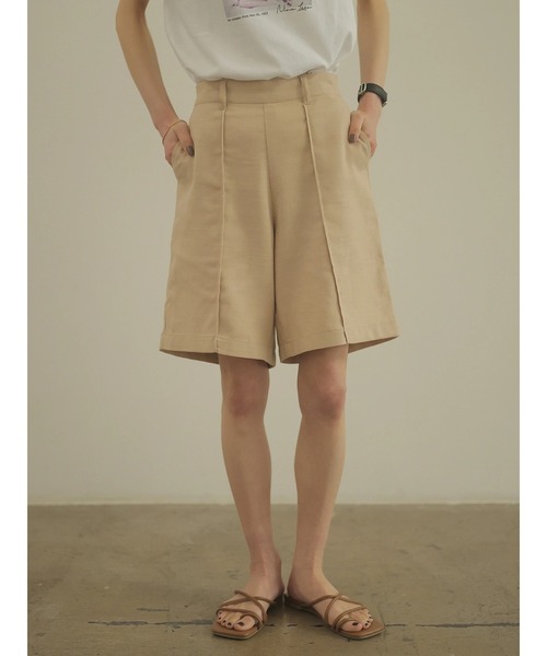 rem closet（レムクローゼット）の「リネンブレンドハーフパンツ（その他パンツ・レディース・ベージュ/ブラウン・S/XS）」の2枚目の写真