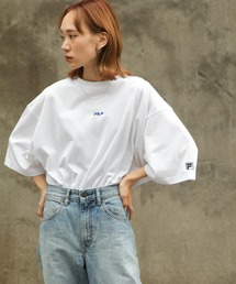 FILA | 【FILA】 高密度 ワンポイントセンター刺繍&メッセージ 半袖ビッグシルエットTシャツ【ユニセックス】【リンクコーデ】(Tシャツ/カットソー)