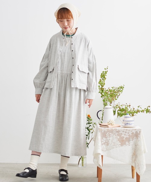 chambre de charme（シャンブルドゥシャーム）の「cdc ミジンコール　BOOKポケットブラウス（シャツ/ブラウス・レディース・ライトグレー/カーキ・FREE）」の14枚目の写真