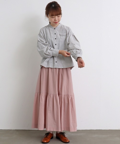 chambre de charme（シャンブルドゥシャーム）の「cdc ミジンコール　BOOKポケットブラウス（シャツ/ブラウス・レディース・ライトグレー/カーキ・FREE）」の4枚目の写真