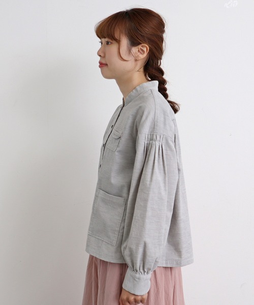 chambre de charme（シャンブルドゥシャーム）の「cdc ミジンコール　BOOKポケットブラウス（シャツ/ブラウス・レディース・ライトグレー/カーキ・FREE）」の7枚目の写真