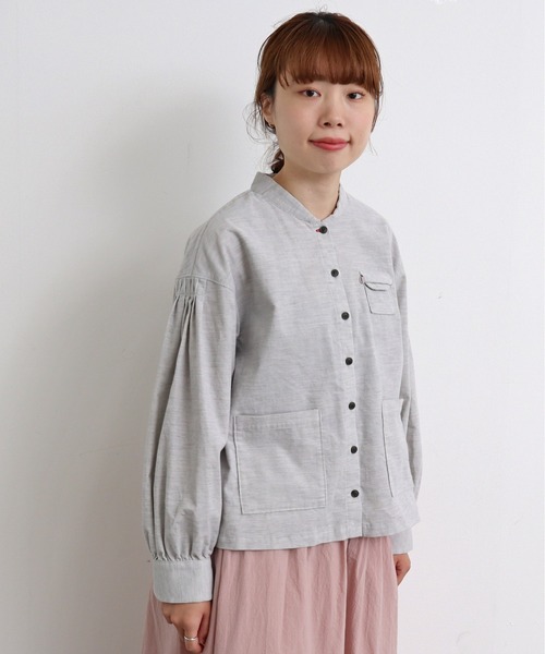 chambre de charme（シャンブルドゥシャーム）の「cdc ミジンコール　BOOKポケットブラウス（シャツ/ブラウス・レディース・ライトグレー/カーキ・FREE）」の8枚目の写真