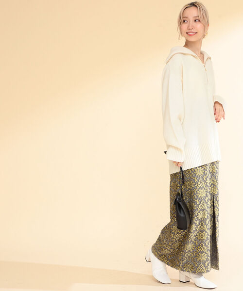 Ray BEAMS(レイビームス)の「Ray BEAMS / ハーフジップ ポロ ニット(ニット/セーター・レディース・オフホワイト/イエロー系その他5・ONE SIZE)」の19枚目の写真