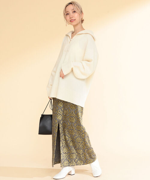 Ray BEAMS(レイビームス)の「Ray BEAMS / ハーフジップ ポロ ニット(ニット/セーター・レディース・オフホワイト/イエロー系その他5・ONE SIZE)」の16枚目の写真