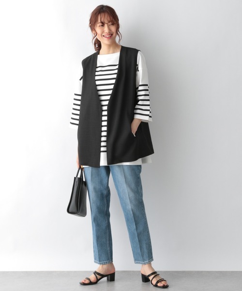 GLOBAL WORK（グローバルワーク）の「リネンライクジレ/954811（ニット/セーター・レディース・アイボリー/キャメル/ブラック・FREE）」の4枚目の写真