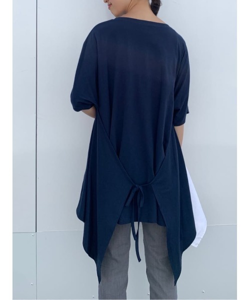 BEARDSLEY（ビアズリー）の「フキン付２WAYカットソー（Tシャツ/カットソー・レディース・ホワイト/ネイビー・FREE）」の2枚目の写真