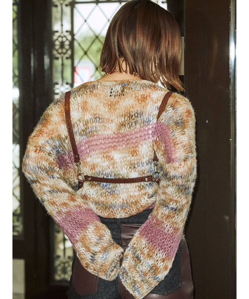 jouetie（ジュエティ）の「ミックスグランジルーズニット（ニット/セーター・レディース・レッド/グレー/ベージュ・MEDIUM）」の8枚目の写真