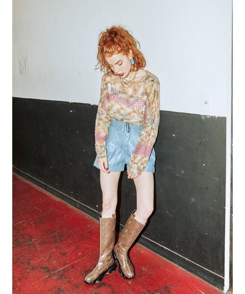 jouetie（ジュエティ）の「ミックスグランジルーズニット（ニット/セーター・レディース・レッド/グレー/ベージュ・MEDIUM）」の10枚目の写真