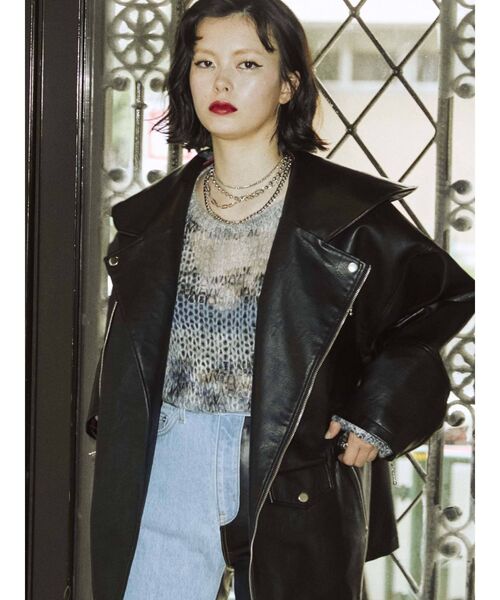 jouetie（ジュエティ）の「ミックスグランジルーズニット（ニット/セーター・レディース・レッド/グレー/ベージュ・MEDIUM）」の22枚目の写真