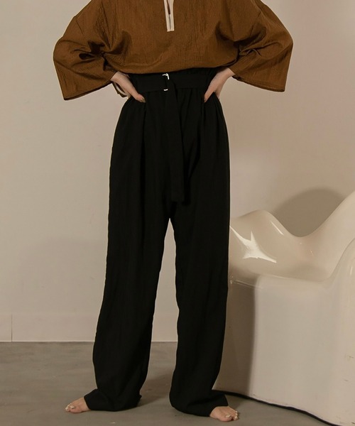 lawgy（ラウジー）の「high waist belt pants（その他パンツ
