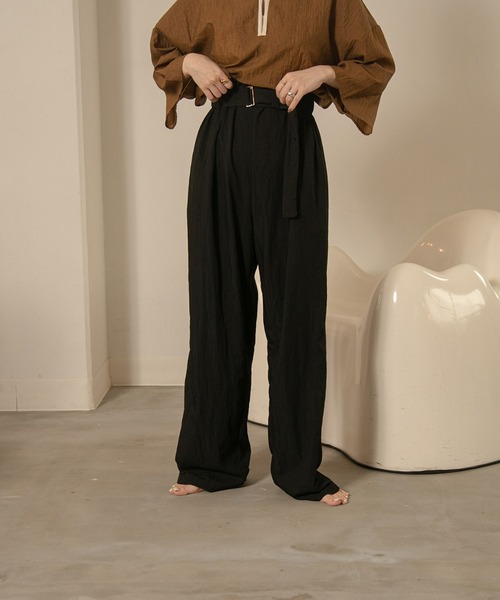 パンツ Louren/waistbelt highwaist tack pants 2021 SPRING COLLECTION vol.9】WAISTBELT HIGHWAIST TACK PANTS