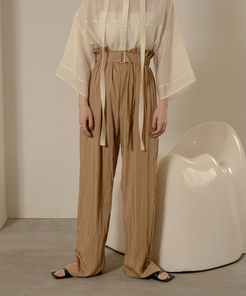 lawgy（ラウジー）の「high waist belt pants（その他パンツ