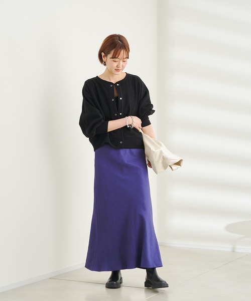 DouDou(ドゥドゥ)の「ステッチ入りボリュームスリーブカーディガン(カーディガン/ボレロ・レディース・アイボリー/ブラック・FREE)」の12枚目の写真