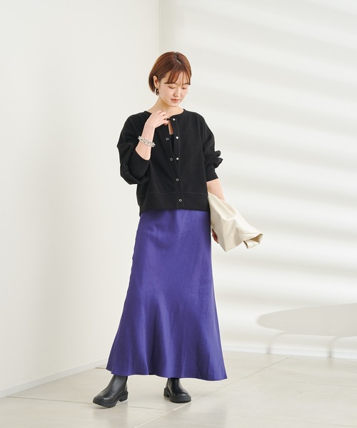 DouDou(ドゥドゥ)の「ステッチ入りボリュームスリーブカーディガン(カーディガン/ボレロ・レディース・アイボリー/ブラック・FREE)」の21枚目の写真