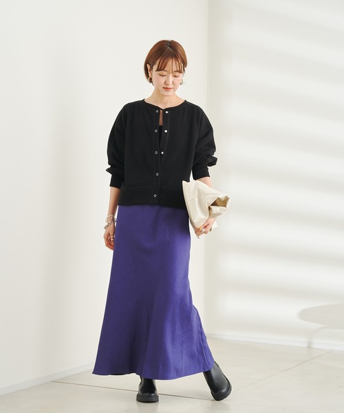 DouDou(ドゥドゥ)の「ステッチ入りボリュームスリーブカーディガン(カーディガン/ボレロ・レディース・アイボリー/ブラック・FREE)」の9枚目の写真