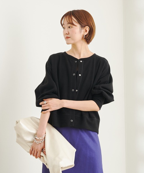 DouDou(ドゥドゥ)の「ステッチ入りボリュームスリーブカーディガン(カーディガン/ボレロ・レディース・アイボリー/ブラック・FREE)」の22枚目の写真