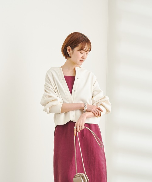 DouDou(ドゥドゥ)の「ステッチ入りボリュームスリーブカーディガン(カーディガン/ボレロ・レディース・アイボリー/ブラック・FREE)」の16枚目の写真