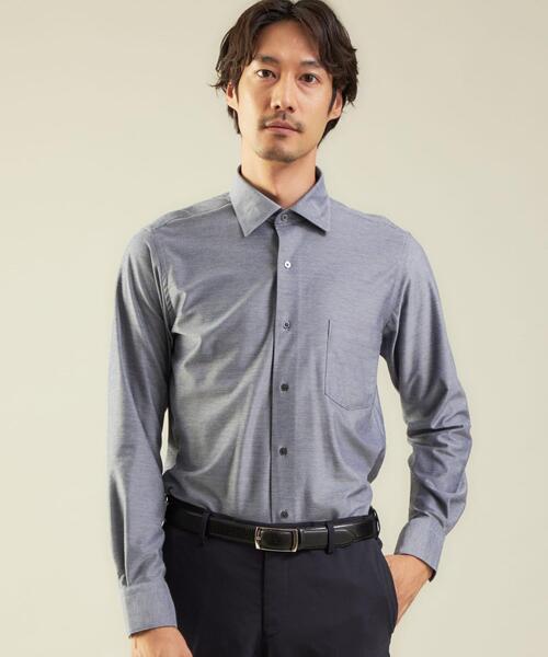 WORK TRIP OUTFITS GREEN LABEL RELAXING(ワークトリップアウトフィッツグリーンレーベル リラクシング)の「<WORK TRIP OUTFITS GREEN LABEL RELAXING>TCシャンブレーツイル スリム ワイドカラー ドレスシャツ(ビジネスシャツ・メンズ・ライトブルー/ネイビー/ホワイト・L/M/XL/S)」の3枚目の写真